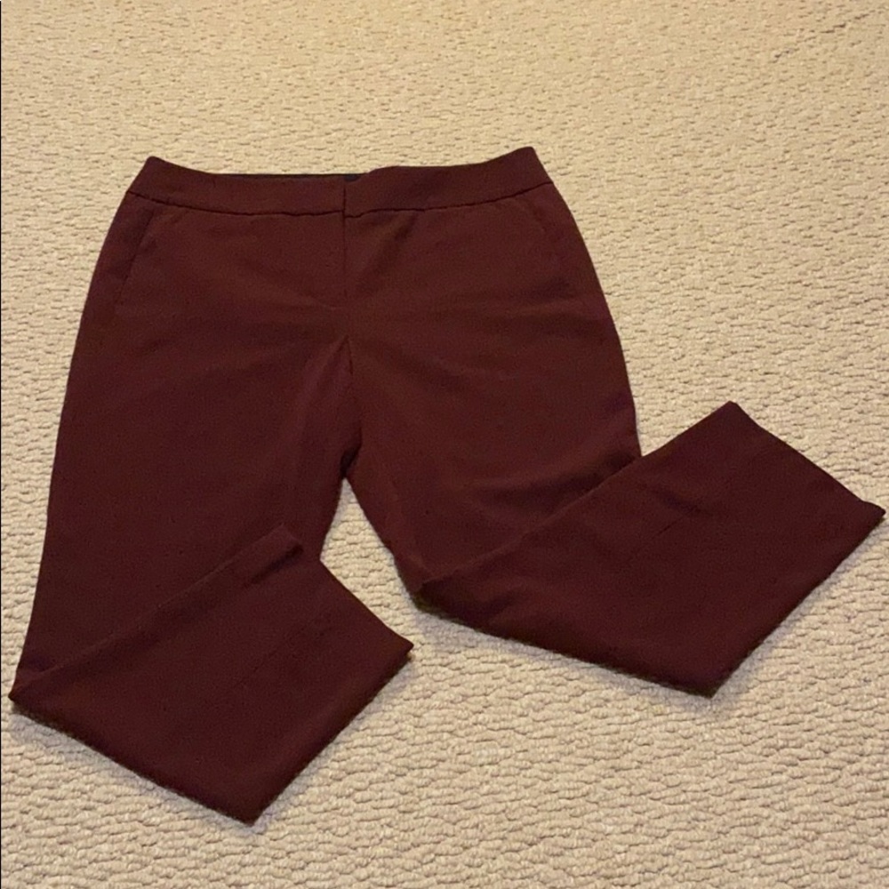LOFT Burgundy Red Marisa Cropped Trousers